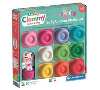 Clementoni Soft Clemmy - Baby Unicorn Blocks Set, 10 Ladrillos Suaves para niños a Partir de 6 Meses, Personaje de fantasía, Lavables y no tóxicos, Desarrollo sensorial y Manual, Fabricado en Italia