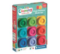 Clementoni Soft Clemmy - Magic Rainbow Blocks Set, 9 Ladrillos Suaves para niños a Partir de 6 Meses, Juego de Primera Infancia, Fabricado en Italia, Lavables y no tóxicos, Desarrollo sensorial y