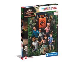 Clementoni Supercolor Jurassic World Camp Cretaceous, Series Netflix 104 Piezas-Made in Italy, niÄaos 6 aÄaos, Puzzle Carton, Multicolor (27544)
