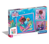 Clementoni Supercolor La Sirenita Ariel -3 x 48 (Incluye 3 48 Piezas) -Puzzle para niños de 5 años, Rompecabezas de Dibujos Animados, Fabricado en Italia, Multicolor - 25324