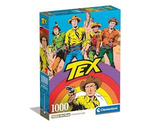 Clementoni - Tex Puzzle-Tex-1000 Piezas, Rompecabezas de cómics, Ilustraciones de Autor, Vertical, diversión para Adultos, Made in Italy, Multicolor, 39841