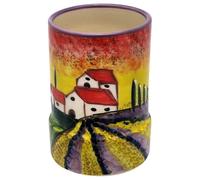 Cleminson Olla de cerámica pintada a mano | Tuscany or Picasso | Hecho en España | Soporte para utensilios, decoración de cocina, tarro organizador de almacenamiento para cucharas, cubiertos, cepillos