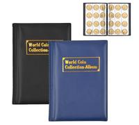 Cleminsta 2 Piezas Libro de Colección de Monedas, Album Coleccion Monedas, Álbumes de Monedas de 240 Bolsillos, Soporte para Colección de Monedas, Fundas Numismatica Monedas, Negro y Azul Oscuro