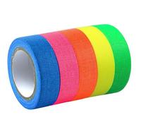 Cleminsta 5 Rollos Neon Tape Cinta Adhesiva, UV Fluorescente Luz Negra, Neón Gaffer Tape, Cintas Adhesivas Fluorescente, para Suministros De Fiesta De Luz Negra Para Halloween(12,7 mm x 5 m)