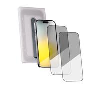 Clemm Cristal protector con aplicador, vidrio de privacidad (2 piezas) para Apple iPhone 15 Plus, tintado de privacidad