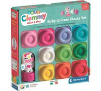 Clementoni Soft Clemmy - Baby Unicorn Blocks Set, 10 Ladrillos Suaves para niños a Partir de 6 Meses, Personaje de fantasía, Lavables y no tóxicos, Desarrollo sensorial y Manual, Fabricado en Italia