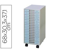 Clen Metálico Archivero 20 Cajones Plástico 25 cm Altura c/ Ruedas 680X303X371mm
