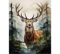 Clendo Pintar por números Ciervo adulto, juego de manualidades para adultos, pintura en lienzo bosque, juego de bricolaje para adultos, pintado a mano, kit de pintura al óleo para principiantes y