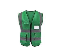 Clenp Chaleco Reflectante, Tejido De Punto De Urdimbre De Alta Visibilidad Chaleco De Seguridad con Múltiples Bolsillos Ropa Reflectante para Correr De Noche Al Aire Libre Verde 68cm