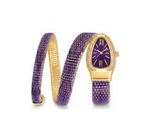 CLEO Be Bold Be You Reloj de pulsera de oro para mujer | Estilo puño serpiente | Esfera ovalada con tachuelas de cristal | Reloj elegante para mujeres y niñas | Fiesta, boda y fiesta (rosa cristal)