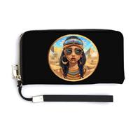 Cleopatra - Cartera de piel con diseño de reina egipcia del antiguo Egipto, bolso largo con correa de muñeca para hombres y mujeres, Estilo:, 20.0*10.5cm