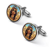 Cleopatra - Gemelos de moda para hombre, diseño de reina egipcia antigua, para camisas clásicas, para bodas, negocios, 1.7cm, Metal, No es una piedra preciosa