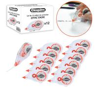 Cleopatra - Lote de 12 borradores de tinta en seco de 4,2 mm x 8 metros - Corrector en seco rápido - Ideal para la escuela y la oficina - Corrección - Ratón - Cinta correctora - Reentrada de clases