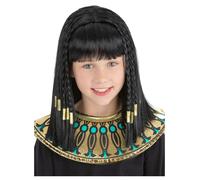 Cleopatra Peluca Niña Egipcio Infantil Accesorio de Disfraz Reina Negro Trenzado
