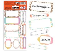 CLEOPATRE - Lote de 12 etiquetas autoadhesivas personalizadas para escuela primaria, colegio - Pegatinas No Pack - Ideal para cuadernos, Lápices, suministros escolares