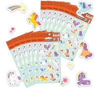 CLEOPATRE - Lote de 12 tableros de gometers autoadhesivos, unicornio, 216 pegatinas, no pack - Ocio creativo para niños a partir de 2 años