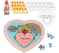 Cléopâtre Lote Rompecabezas cartón Blanco para Decorar, 12 Bolsas para Regalar, 1 Gel con Lentejuelas corazón - Ocio Creativo Infantil (FDP24-SCHPACK1)
