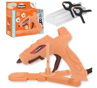 CLEOPATRE - Pistola de pegamento caliente 20 W - Seguridad con punta indicadora de temperatura - Viene con base de estabilidad, 10 varillas de pegamento de 7 mm, 2 pinzas