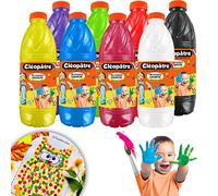 Cléopâtre Primer Gouache Baby 2-en-1-Pintura 8 Pintar con pincel, 1 l, pintura para el dedo, lavable para niños, a partir de 2 años, colores surtidos, 1 litro, juego de 1000 piezas