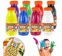 Cléopâtre Primer Gouache Baby 2-en-1-Pintura 8 Pintar con pincel y dedo, 250 ml, pintura para el dedo, lavable para niños, a partir de 2 años, colores surtidos, 250 ml, juego de 250 unidades