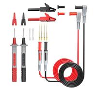 Cleqee Kit de Cables de Prueba para multímetro Sonda de Prueba de Cable con Conector Banana de 4 mm con 8 Piezas de Agujas reemplazables Pinzas de Cocodrilo para multímetro Pinza amperimétrica