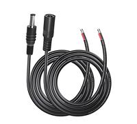 Cleqee Reemplazo de 5,5 mm x 2,1 mm DC Power Macho Plug y Hembra a Cable de extremo abierto Cables desnudos para fuente de alimentación CC (paquete de 2), reparación de cables