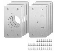 CLEUFWKO Par de Placas de reparación de bisagras, Muebles, cajones, mesas, Herramientas de reparación e instalación, herrajes, Placas de fijación de bisagras de Acero Inoxidable(4 Pair)