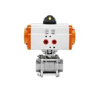 CLEUFWKO Válvula de Bola neumática de Plataforma Alta de Tres Piezas de Acero Inoxidable DN32 304 Q611F-16P Válvula de Bola neumática DN32(Double)