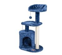 ClevaHome Árbol para Gatos Azul Denim para Gatos Pequeños - Torre de Actividades de 85 cm con Rascadores de Sisal, Plataformas Acolchadas y Juguete Colgante para Interior