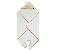 Clevamama Delantal de bambú para bebé con Capucha para recién Nacidos, bebés y niños pequeños en bambú Ultra Suave, Absorbente, para niños y niñas de 0 a 4 años, Color Blanco, 98 x 98 cm