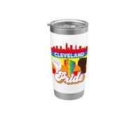 Cleveland Pride Rainbow Gay Pride Flag Funny LGBT Vaso térmico de acero inoxidable de doble pared
