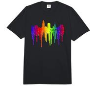 Cleveland Rainbow Pride - Pintura a crayón derretido por Goteo City Art Comfort Colors Adult Heavyweight T-Shirt