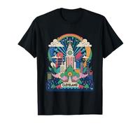 Cleveland Vintage 60s 70s Groovy Retro Style Rock and Roll Camiseta