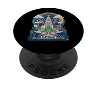 Cleveland Vintage 60s 70s Groovy Retro Style Rock and Roll PopSockets PopGrip Adhesivo