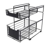 Clevenger Estantería telescópica de cocina de 2 niveles, estante para debajo del armario, estante de almacenamiento para dormitorio, baño, cocina, etc. Se puede utilizar para productos de ducha