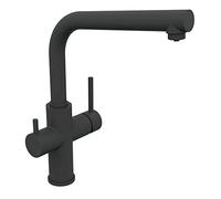 Clever 61237 Grifo de Cocina 3 Vías para agua filtrada o tratada, Metal Free Negro Mate