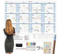CLEVER CLEAN Calendario de pared grande de borrado en seco de 5 pies, 48 x 60 pulgadas, planificador anual sin fecha para el hogar, oficina, proyectos escolares, organizador de tareas laminado