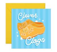 Clever Clogs - Tarjeta de felicitación, resultados de exámenes de graduación, éxito, hija, hijo, sobrina, sobrino, amigo, colega, hermano, hermana, vecino, estudiantes, él, ella, celebración, viene