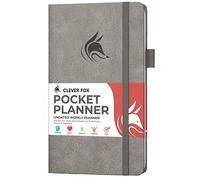 Clever Fox Agenda de bolsillo semanal - Planificador mensual de objetivos y calendario sin fecha, mini planificador perfecto para bolso, 10 x 17,5 cm (gris)