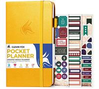 Clever Fox Agenda de bolsillo semanal - Planificador mensual sin fecha y calendario para aumentar la productividad, mini planificador perfecto para bolso, tamaño: 9,4 x 17 cm, comienza en cualquier