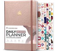 Clever Fox Agenda diaria 2ª edición, organizador de tareas de bloque de tiempo sin fecha con horario y lista de tareas pendientes, A5, 6 meses (oro rosa)