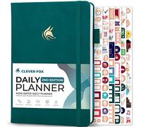 Clever Fox Agenda diaria 2ª edición, organizador de tareas de bloque de tiempo sin fecha con horario y lista de tareas pendientes, A5, 6 meses (verde azulado oscuro)