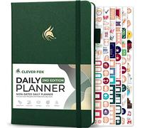 Clever Fox Agenda diaria 2ª edición, organizador de tareas de bloque de tiempo sin fecha con horario y lista de tareas pendientes, A5, 6 meses (verde bosque)