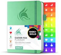 Clever Fox Agenda diaria, cuaderno de planificación sin fecha con horario y lista de tareas pendientes, organizador personal de tareas diarias y trabajo, 6 meses (menta)