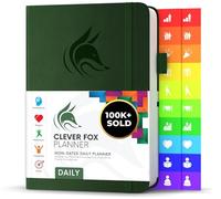 Clever Fox Agenda diaria, cuaderno de planificación sin fecha con horario y lista de tareas pendientes, organizador personal de tareas diarias y trabajo, 6 meses (verde bosque)