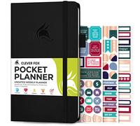 Clever Fox Agenda semanal de bolsillo - Planificador mensual de objetivos y calendario sin fecha, mini planificador perfecto para bolso, 10 x 17,5 cm (negro)