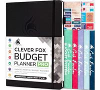 Clever Fox Budget Planner PRO - Organizador financiero + sobres para efectivo. Diario mensual de finanzas, rastreador de gastos y libro de cuentas personal, sin fecha, 18 x 25,5 cm, color negro