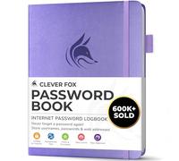 Clever Fox - Cuaderno para contraseñas con pestañas alfabéticas. Organizador de direcciones de Internet. Pequeño cuaderno de contraseñas de bolsillo para inicios de sesión de sitios web (Lavanda)