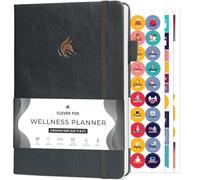 Clever Fox Diario de bienestar, diario semanal y diario, diario de salud y bienestar, diario de alimentos y planificador de comidas para conteo de calorías, cuaderno para seguimiento de afecciones