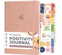 Clever Fox Diario de positividad, diario de gratitud y afirmación con indicaciones, diario motivacional de salud mental para mujeres y hombres con rastreador de hábitos, dura 6 meses, tamaño A5 (oro